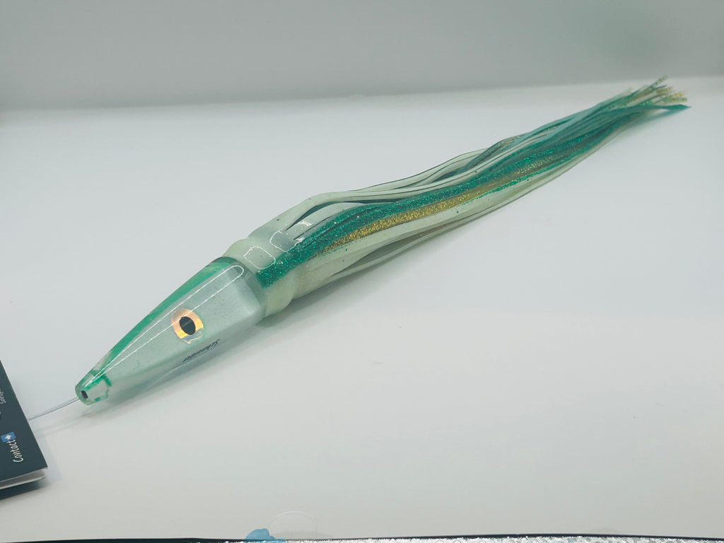 Schneider Lures 11” Streaker White Insert Skirted in White Over Green/Gold New