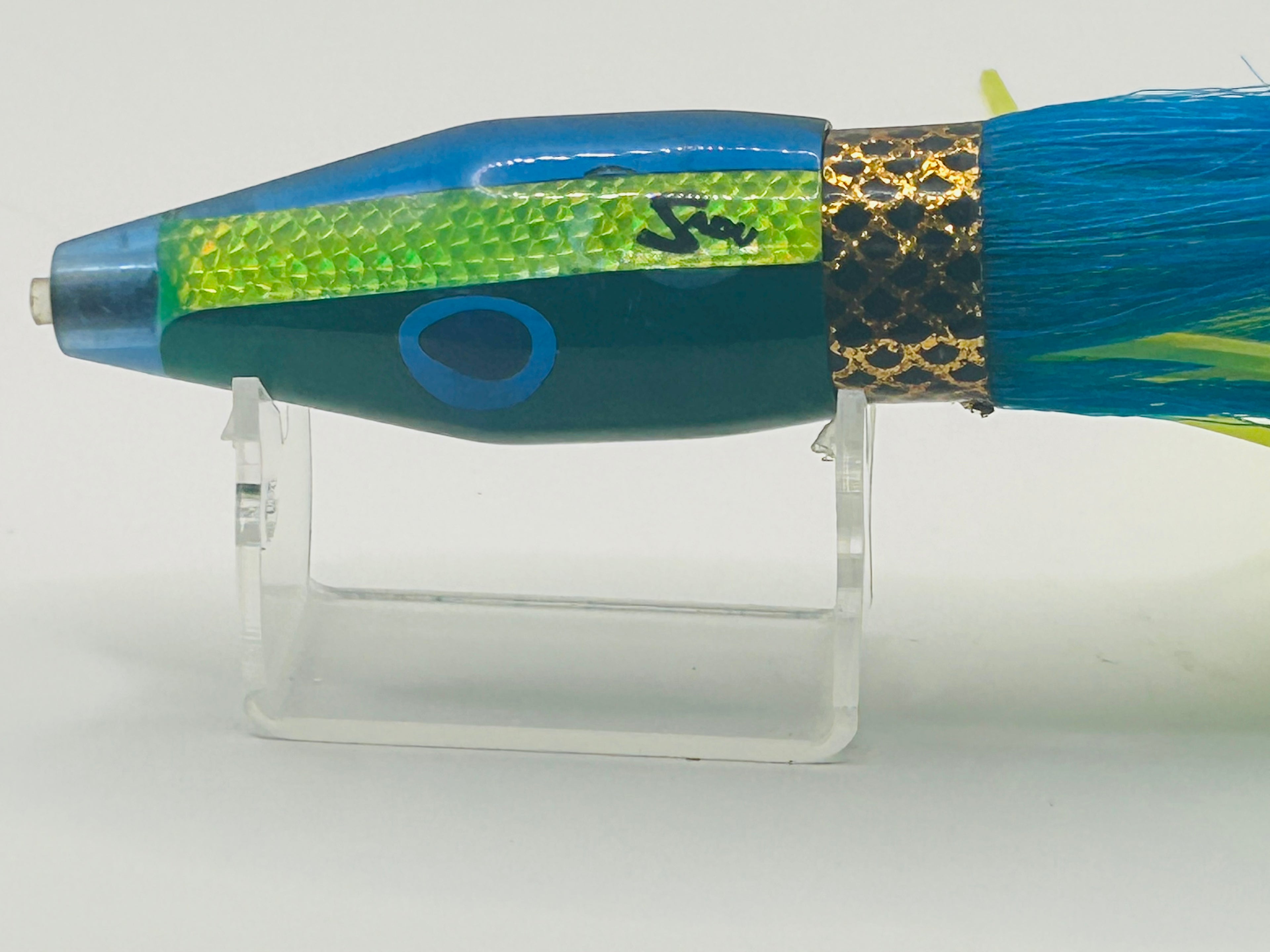 Rare Vintage Sadu Lures 4" Heavy Bullet Trolling Lure 7oz Mahi Dorado Original Skirts