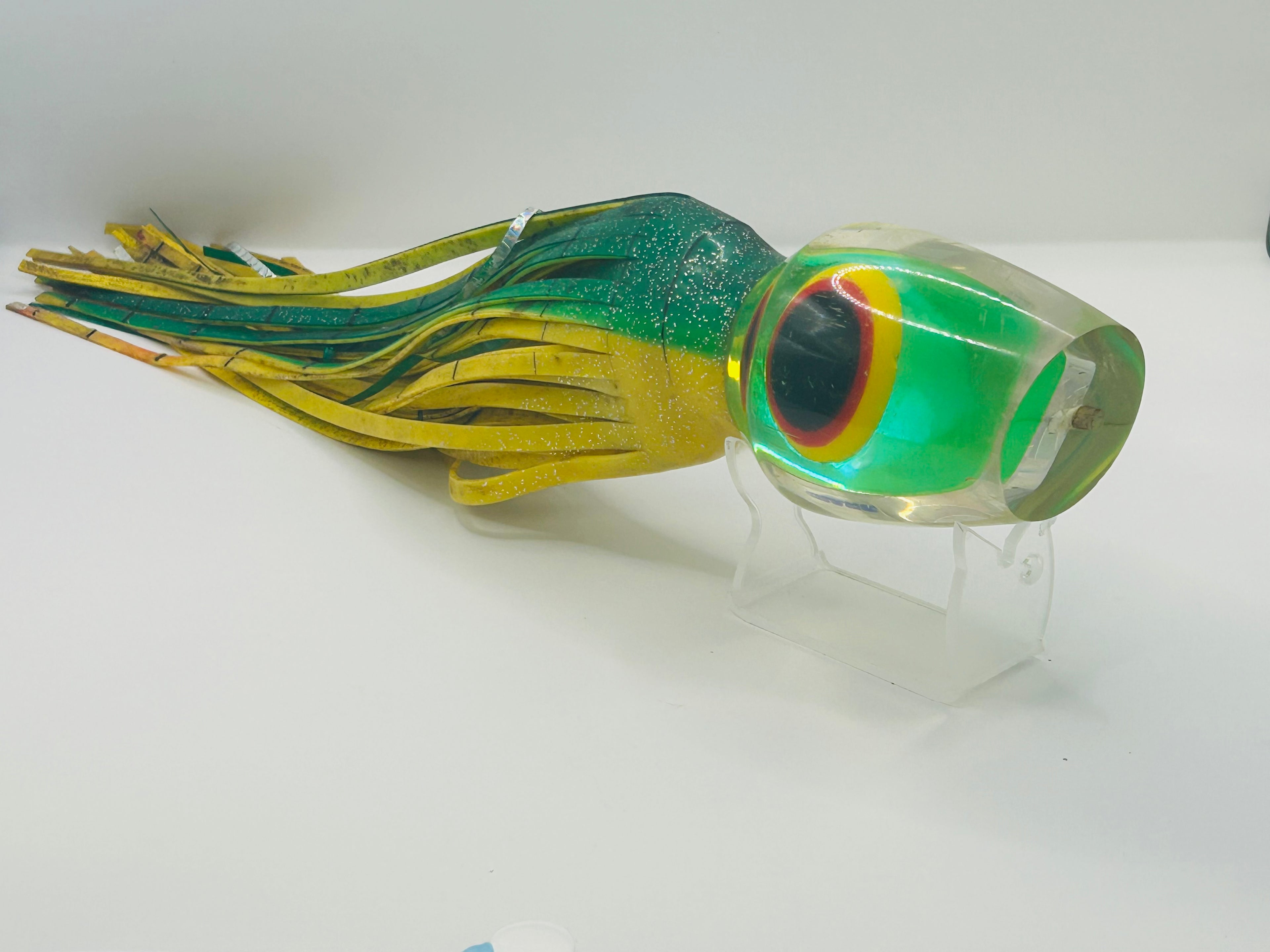 Vintage 14" Braid "Marlin Maniac" Pear Shape Lure - Green Foil Insert