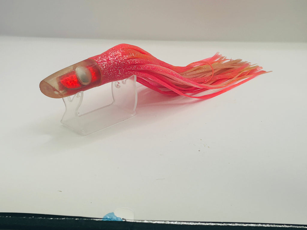 Vintage 9" EAT MY TACKLE "Pusher" Trolling Lure - Pink Red Silver Prism Foil