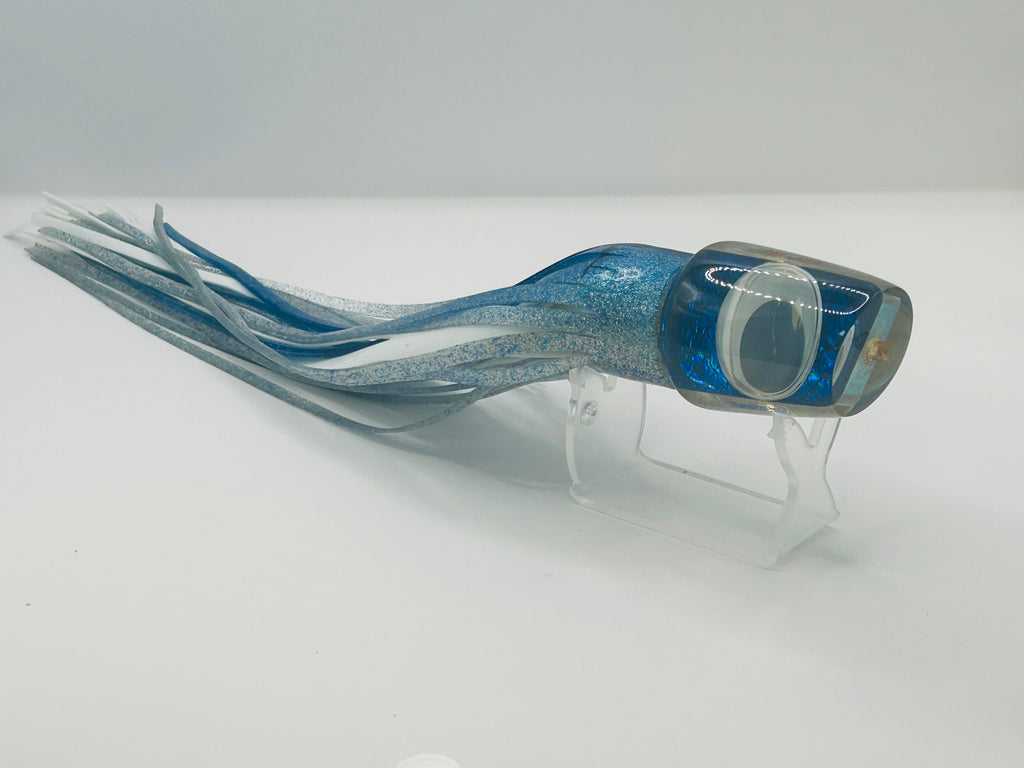 Vintage 12" Braid Lures "Bite Me" Cut Face Plunger Marlin Lure - Blue Scale Foil Label