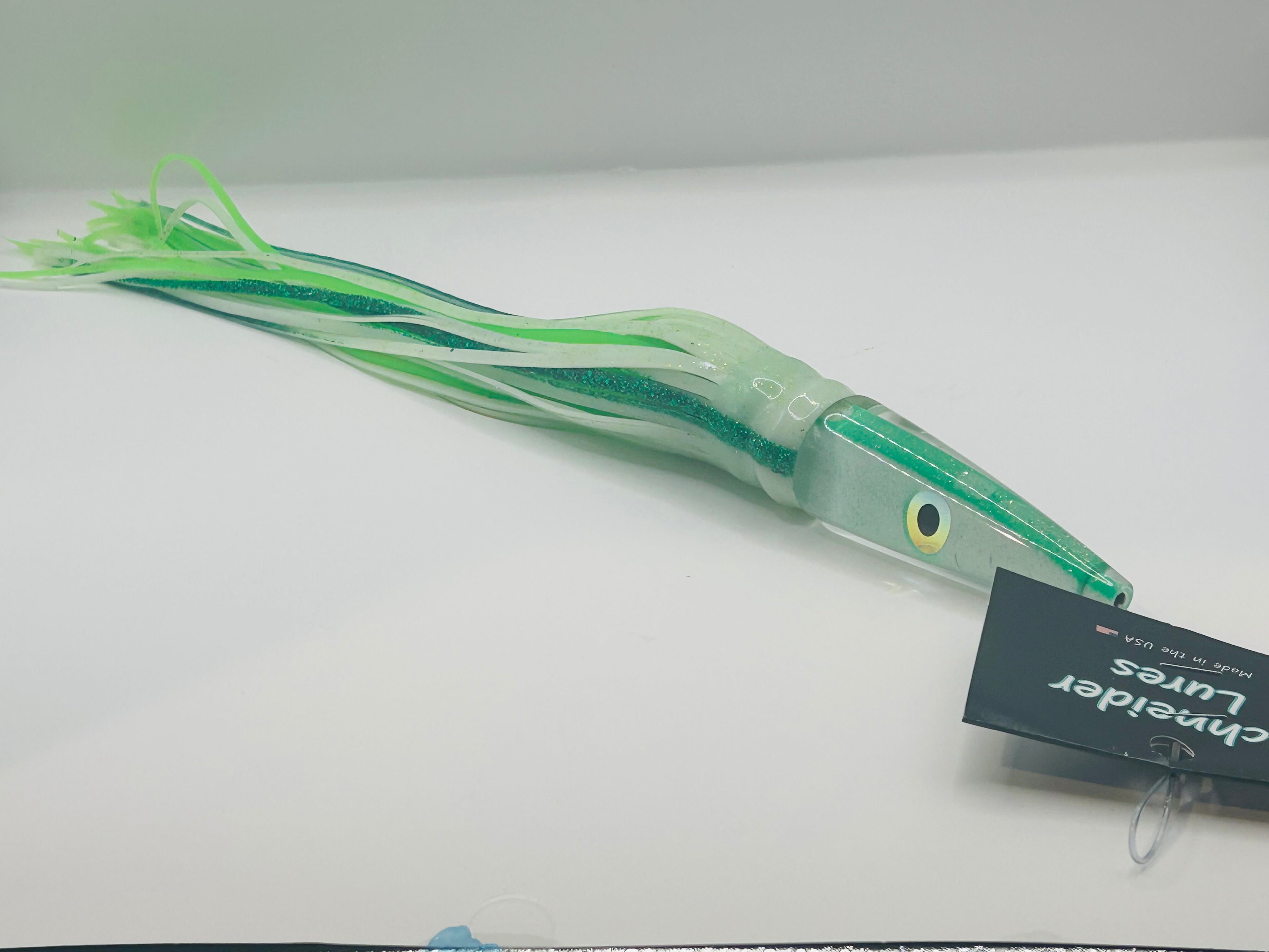 Schneider Lures 11” Streaker White Insert Skirted in White Over Green New