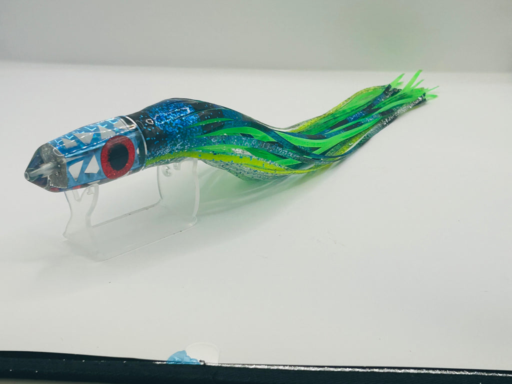 KC Lures - 9” Blue Cracked Glass Single Hole Bullet New Skirts.
