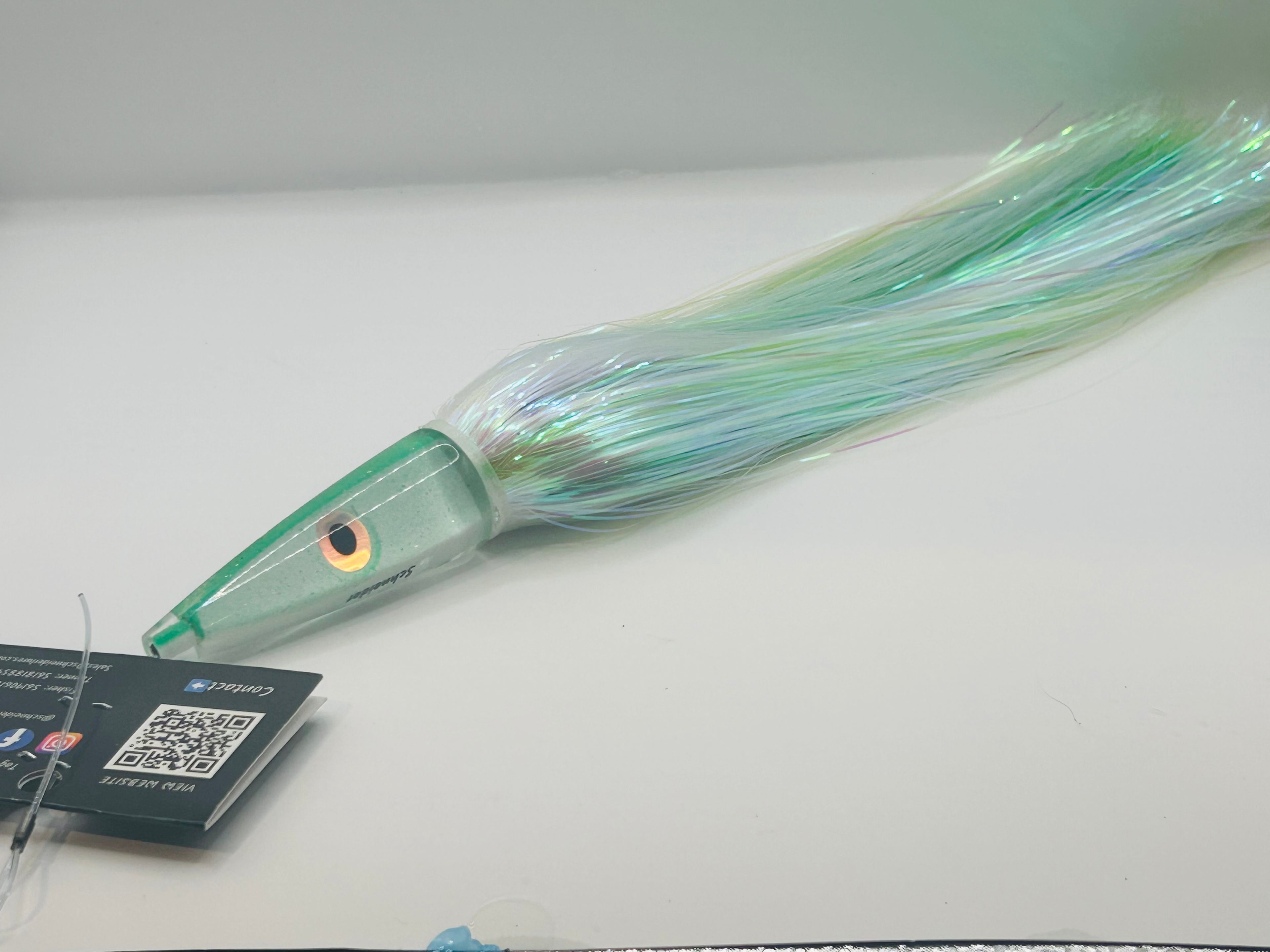 Schneider Lures 11” Streaker New Skirted in Crystal and Green Flashabou Strobz