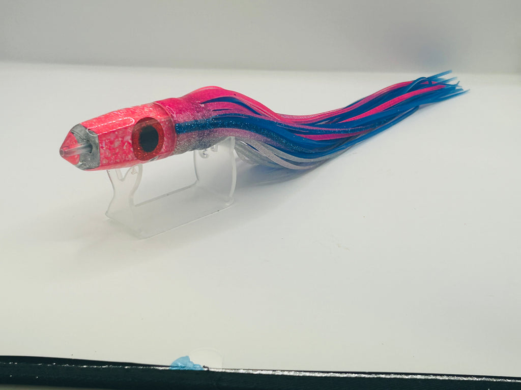 KC Lures - 9”  Pink Natural Shell Insert Single Hole Bullet Skirted Pink over Blue