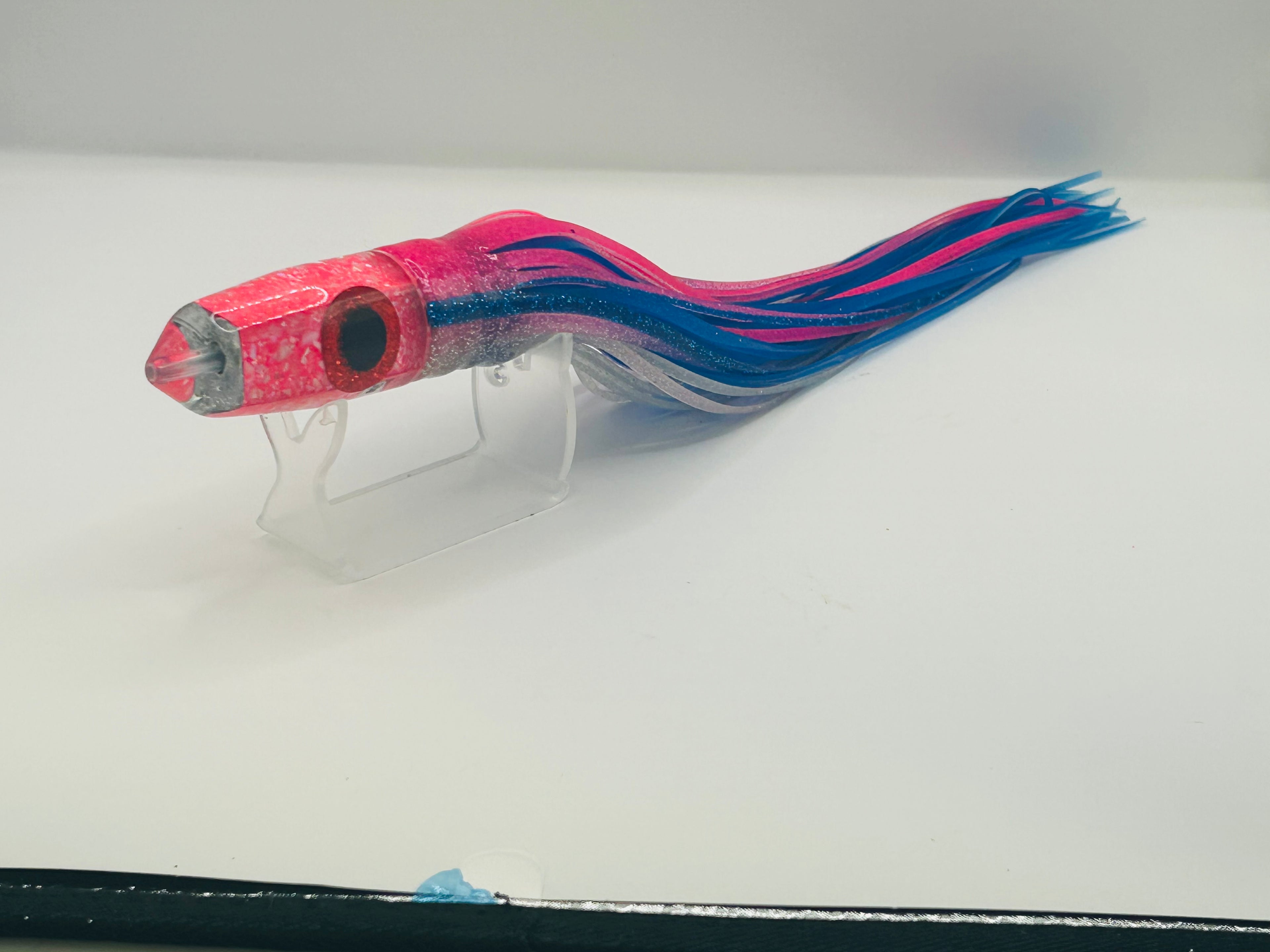 KC Lures - 9”  Pink Natural Shell Insert Single Hole Bullet Skirted Pink over Blue