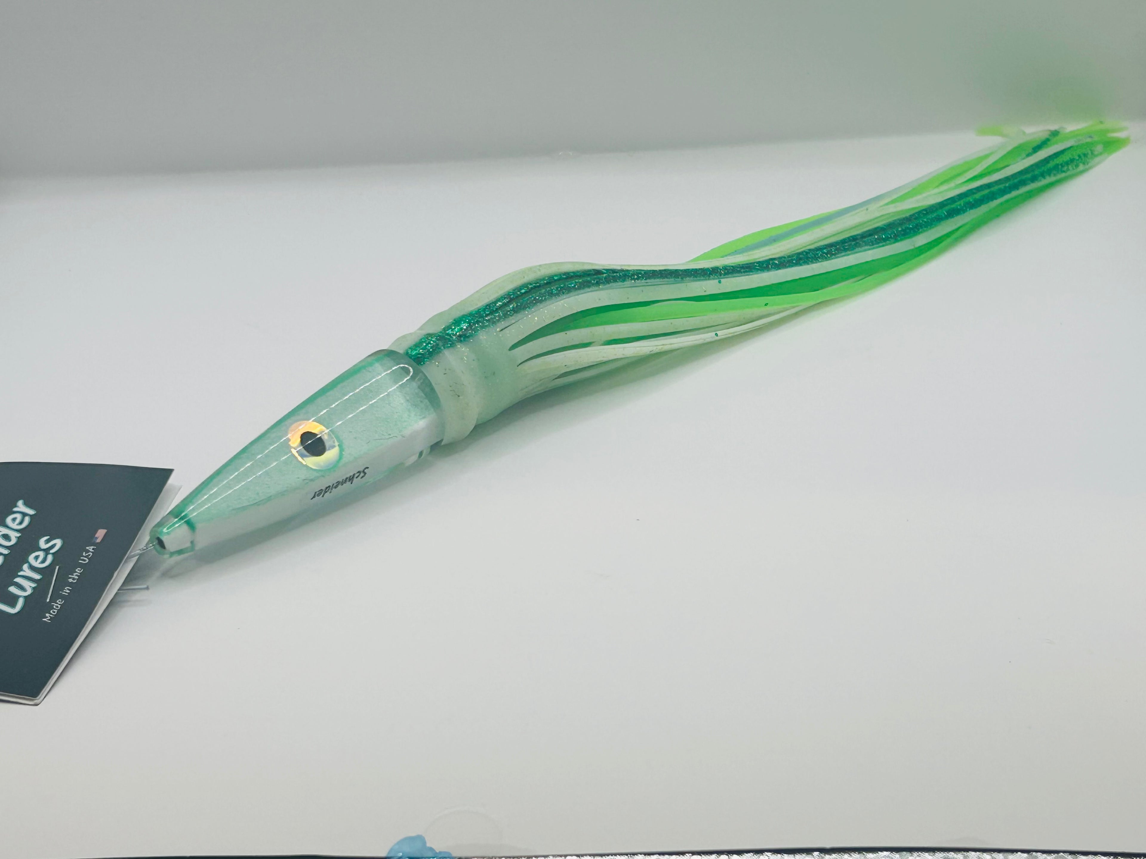 Schneider Lures 11” Streaker White Insert Skirted in White Over Green New