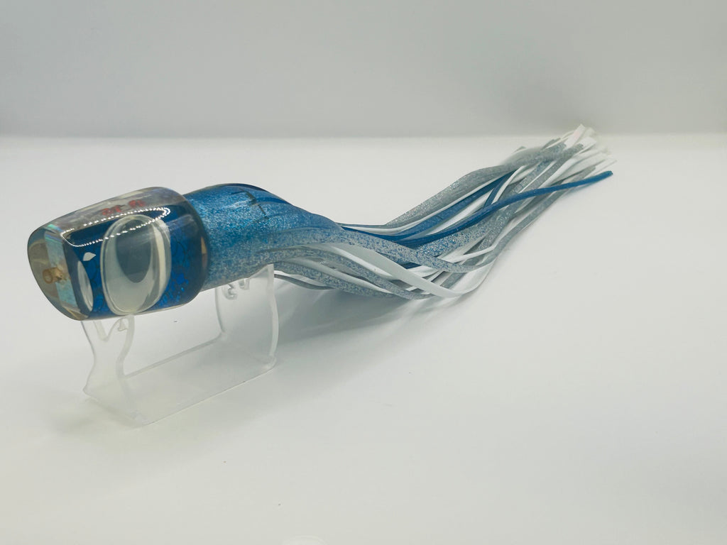 Vintage 12" Braid Lures "Bite Me" Cut Face Plunger Marlin Lure - Blue Scale Foil Label