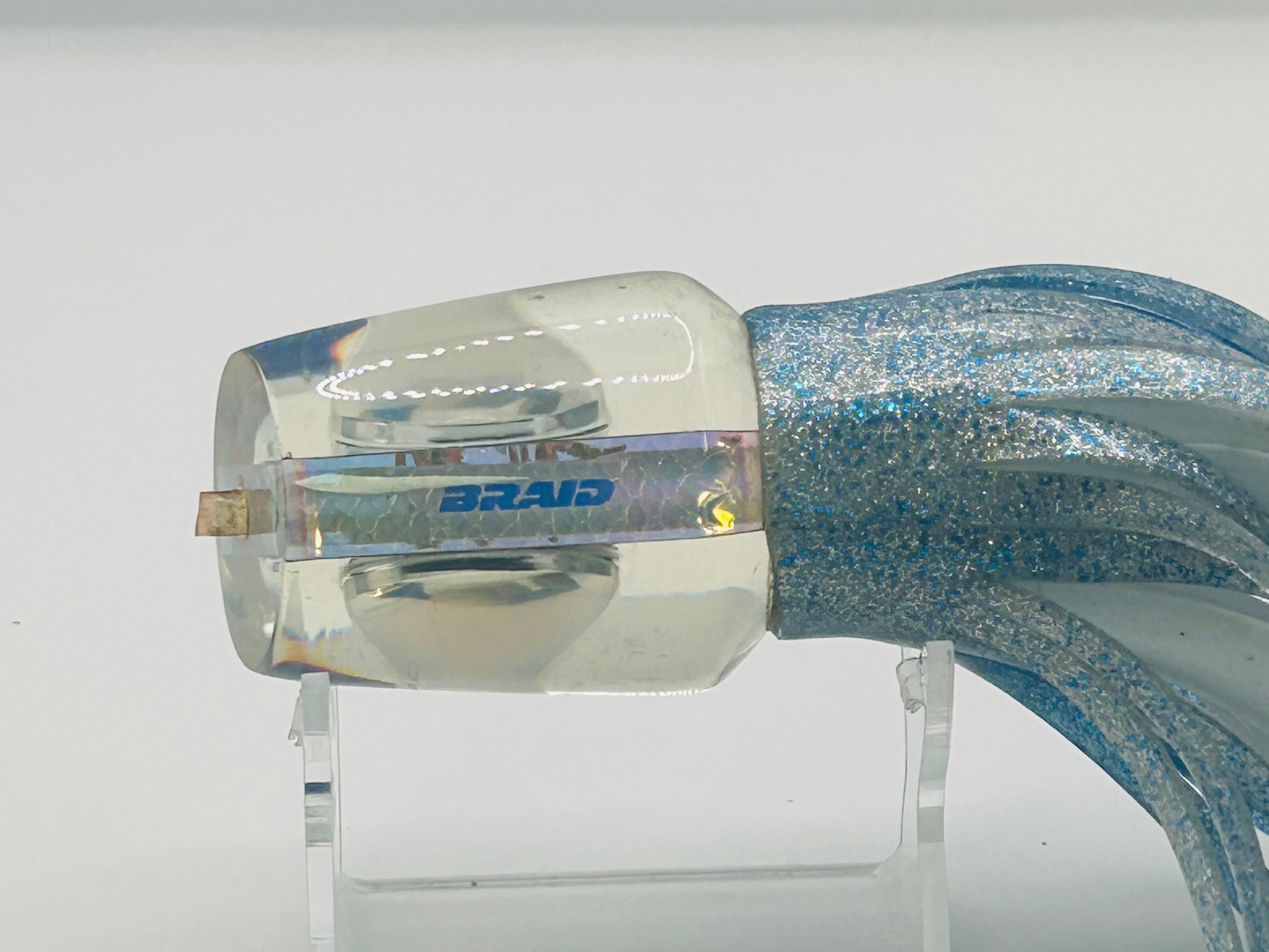 Vintage 12" Braid Lures "Bite Me" Cut Face Plunger Marlin Lure - Blue Scale Foil Label