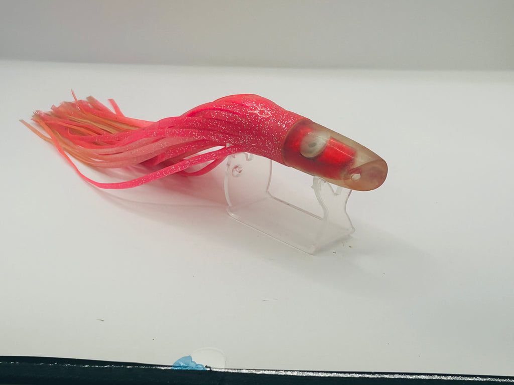 Vintage 9" EAT MY TACKLE "Pusher" Trolling Lure - Pink Red Silver Prism Foil
