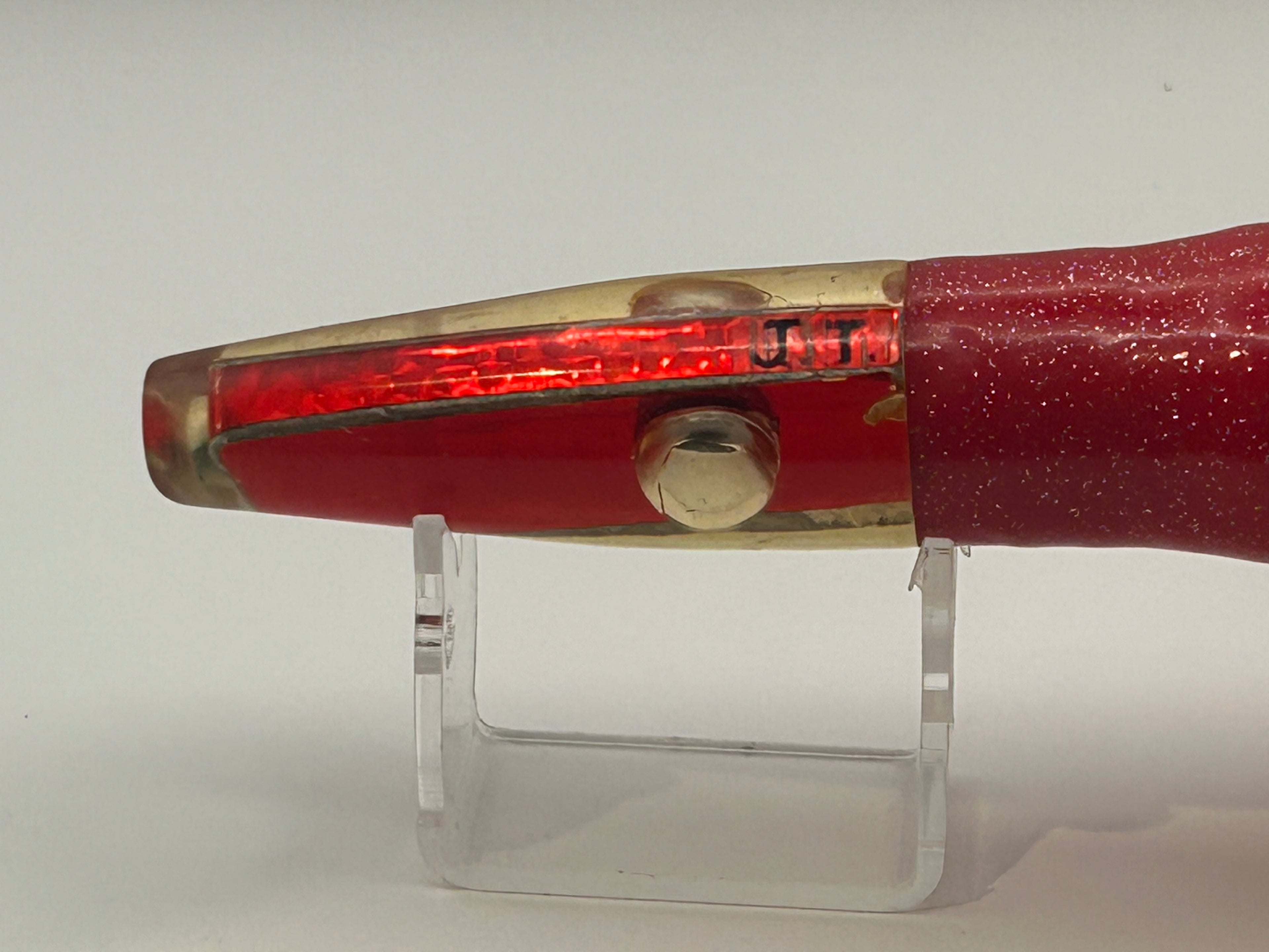 J T Custom Lures Stick Swimmer Red Foil Insert.