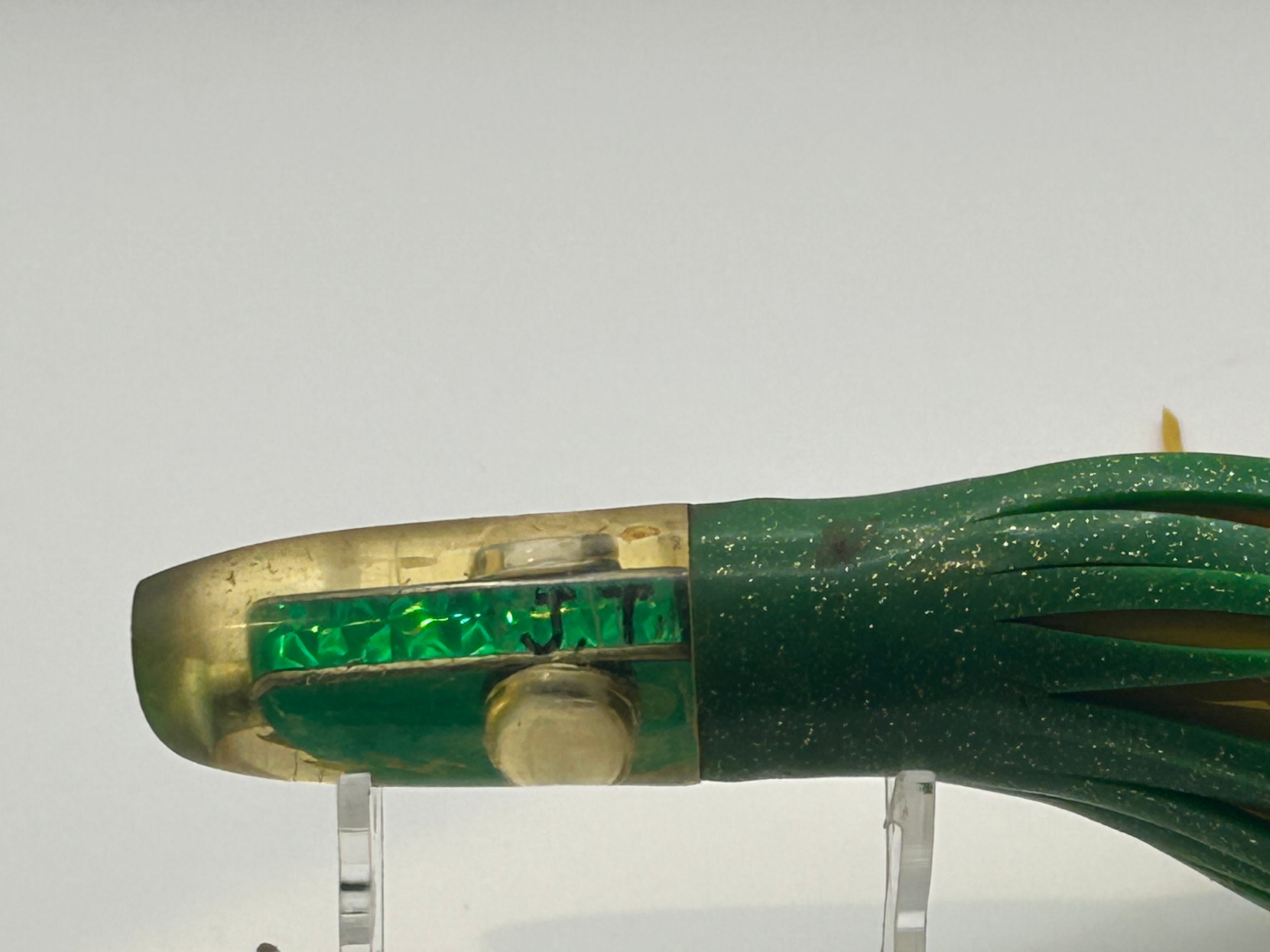 J T Custom Lures Stubby Swimmer Green Foil Insert