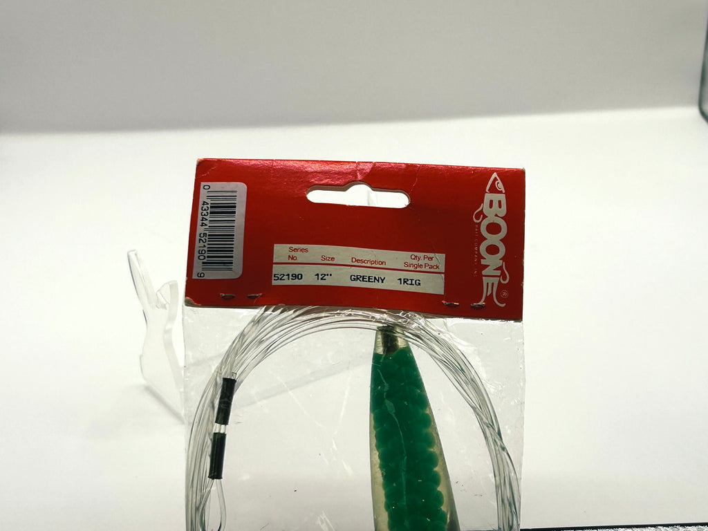 Vintage Boone Greeny 12" Trolling Lure Factory Rigged NOS Sealed Green Mackerel