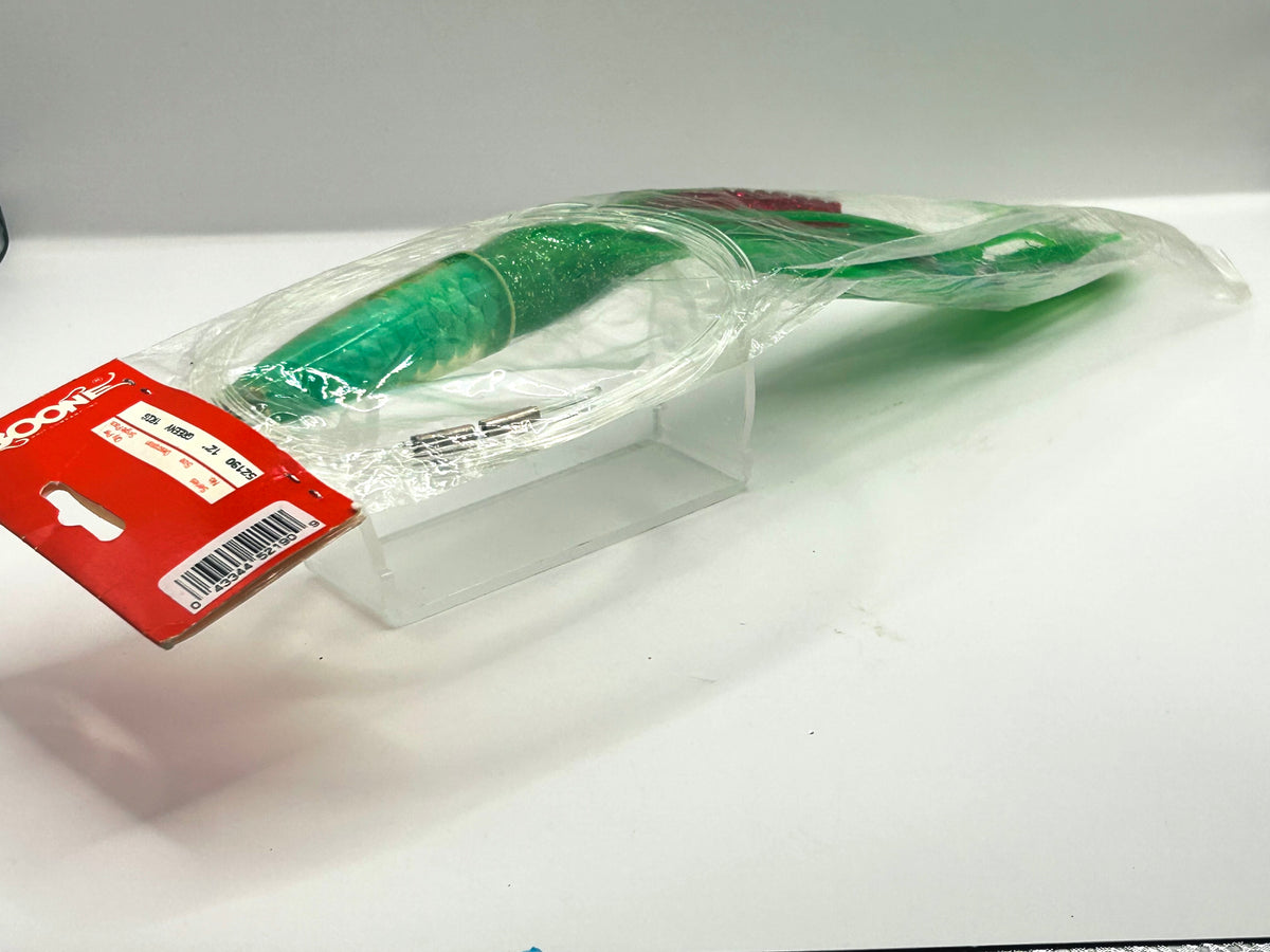 Vintage Boone Greeny 12" Trolling Lure Factory Rigged NOS Sealed Green Mackerel