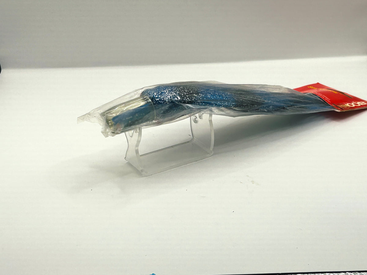Vintage Boone Cairns Swimmer 9" Trolling Lure NOS Sealed Black Purple Slant Head