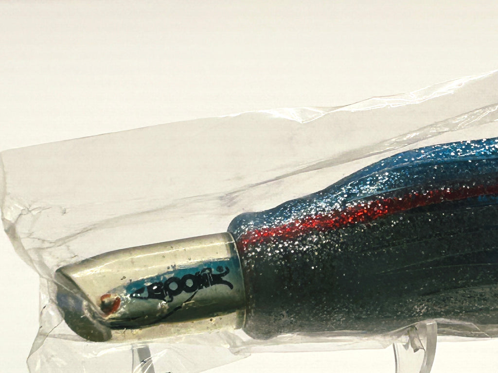 Vintage Boone Cairns Swimmer 9" Trolling Lure NOS Sealed Black Purple Slant Head