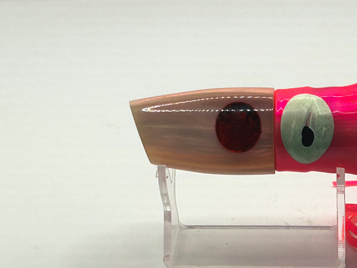 Vintage Futa Lures 9" Plunger Trolling Lure Head - Pink & Mother of Pearl (MOP) Shell – Custom Hawaiian Marlin & Ahi Lure