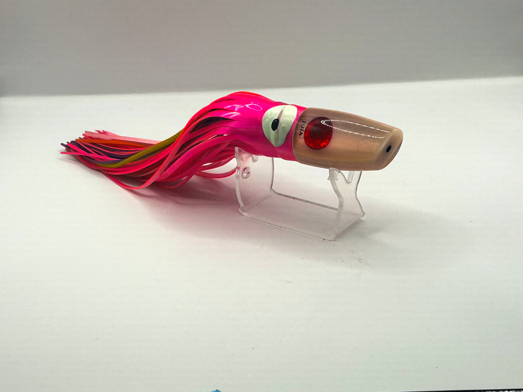 Vintage Futa Lures 9" Plunger Trolling Lure Head - Pink & Mother of Pearl (MOP) Shell – Custom Hawaiian Marlin & Ahi Lure