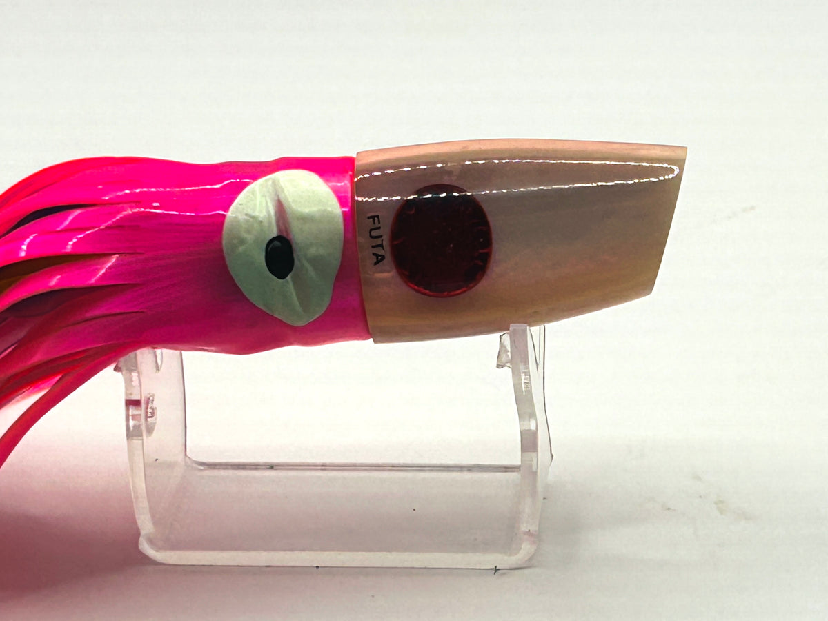 Vintage Futa Lures 9" Plunger Trolling Lure Head - Pink & Mother of Pearl (MOP) Shell – Custom Hawaiian Marlin & Ahi Lure