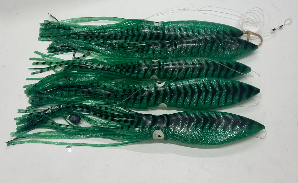 18" Giant Bluefin Tuna Squid Daisy Chain Teaser – 5 Count Green Mackerel