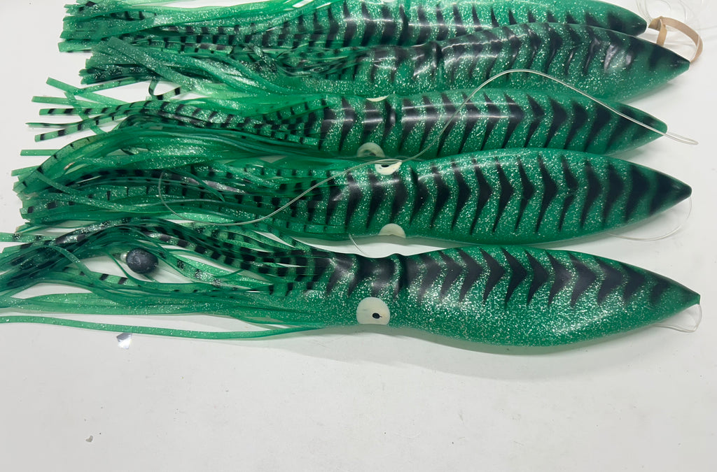 18" Giant Bluefin Tuna Squid Daisy Chain Teaser – 5 Count Green Mackerel