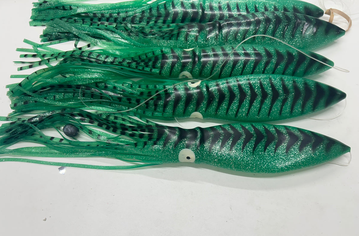 18" Giant Bluefin Tuna Squid Daisy Chain Teaser – 5 Count Green Mackerel