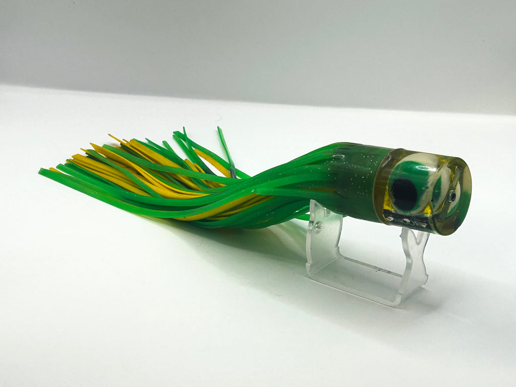Vintage 1990s Boone 10" Flat Face Trolling Lure Head Label Dolphin Green Yellow
