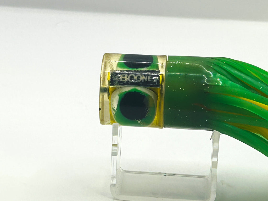 Vintage 1990s Boone 10" Flat Face Trolling Lure Head Label Dolphin Green Yellow