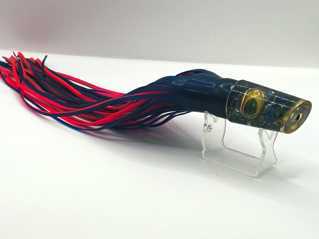 Vintage C&H Swimmer Trolling Lure Sequin Foil Slant Head Blue Pink