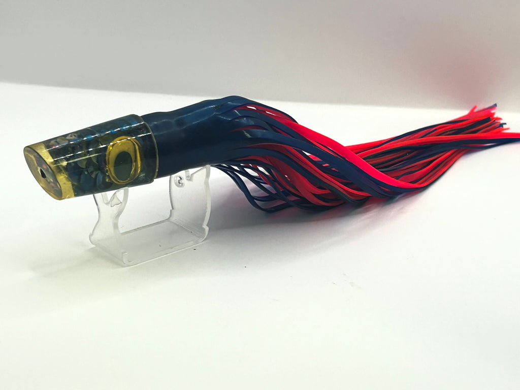 Vintage C&H Swimmer Trolling Lure Sequin Foil Slant Head Blue Pink